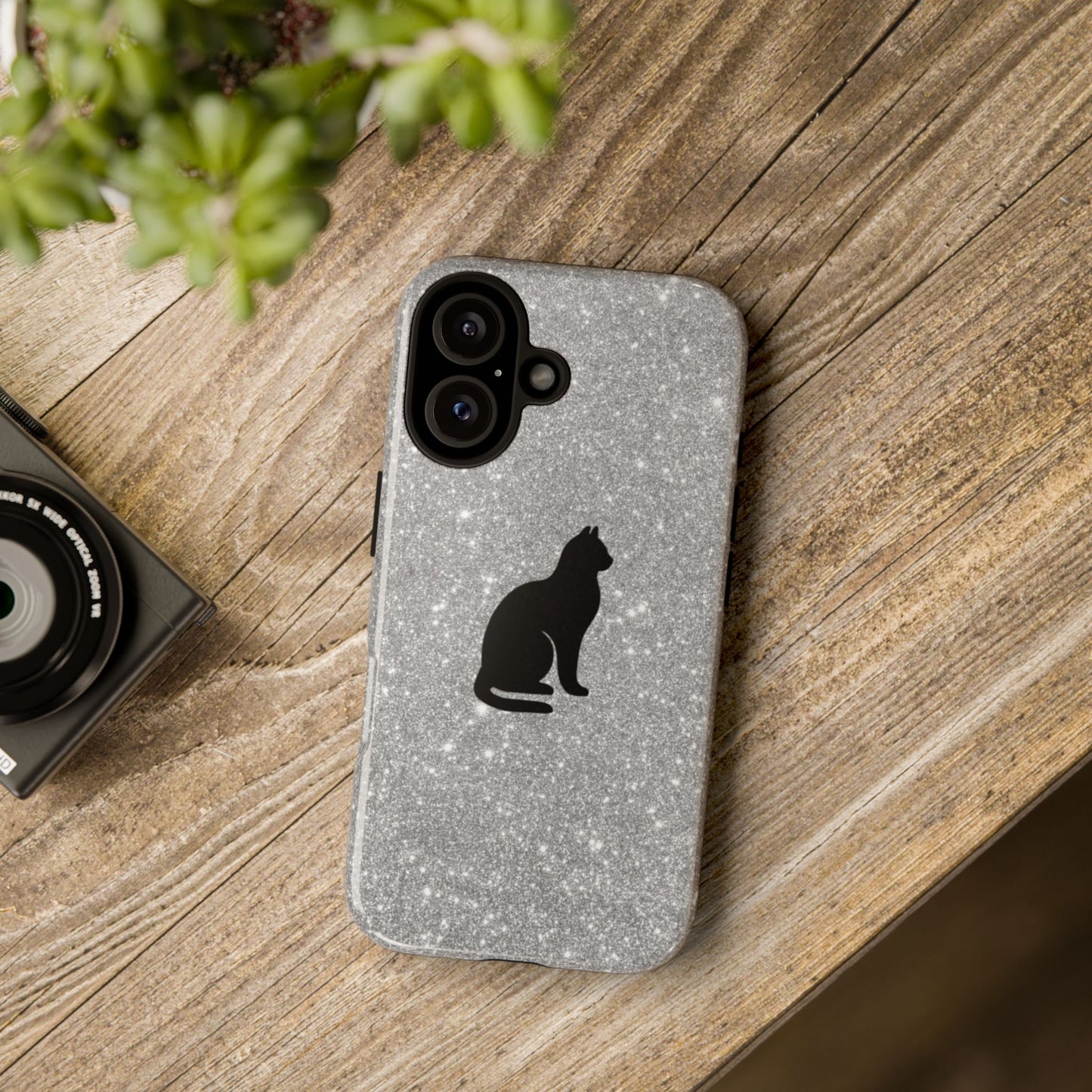 Sparkly Cat Phone Case - Tough Protection for Cat Lovers