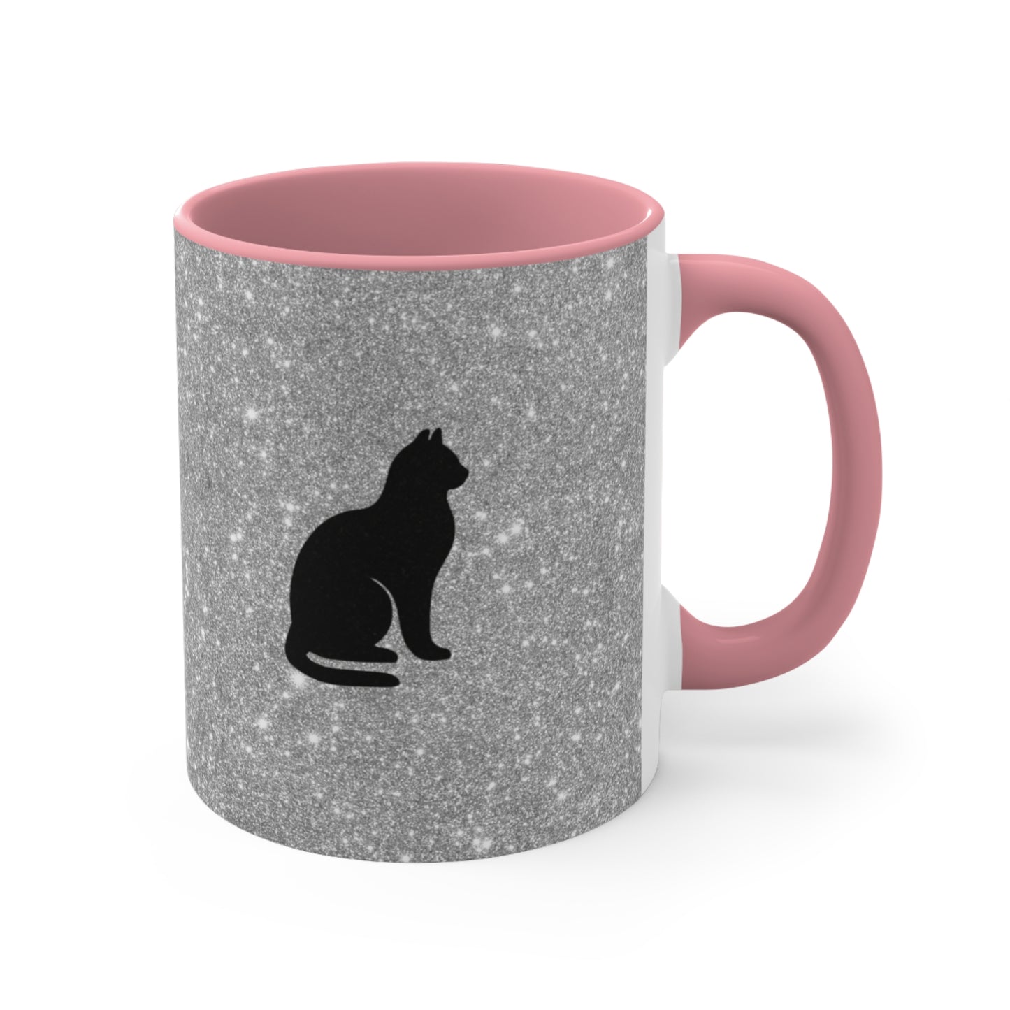 Pink Sparkly Cat Themed Mug | Perfect Gift for Cat Lovers, Pet Owners, Home Decor, Birthday, Coffee Mug